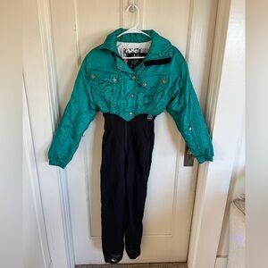 Nils women’s teal & black vintage ski suit size 4